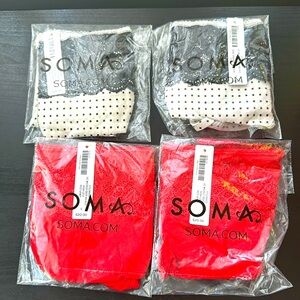 SOMA 4 pair panty- microfiber high leg RED and polka dot  NEW in pkg Large